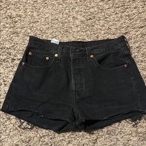 Levi's Black Jean Shorts High-Waisted Cut-Off